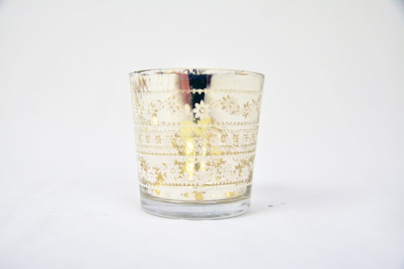 回收玻璃绢印烛台＿杯子＿公平贸易 - 蜡烛/烛台 - 玻璃 白色