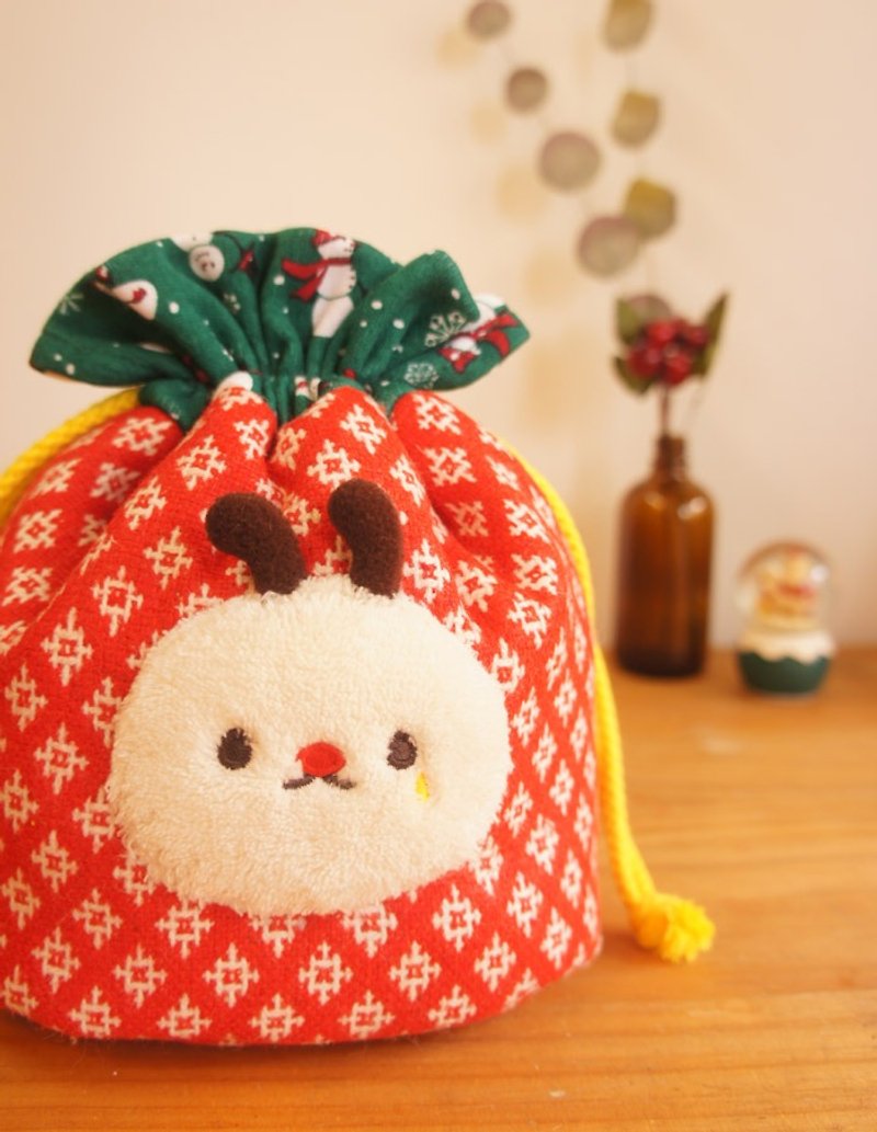 圣诞澎澎礼物包：帕帕款 - 束口袋双肩包 - 其他材质 红色
