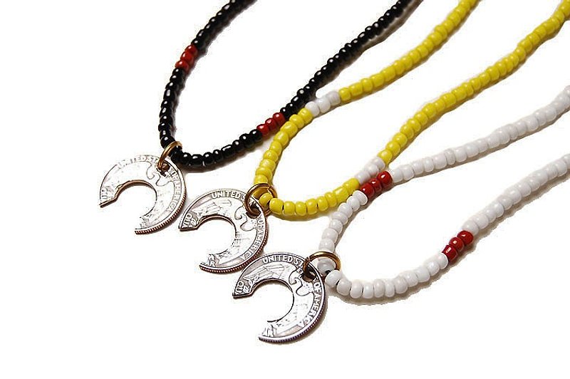 American Quarter beads necklace - 25美分串珠项链 - 项链 - 其他金属 黑色