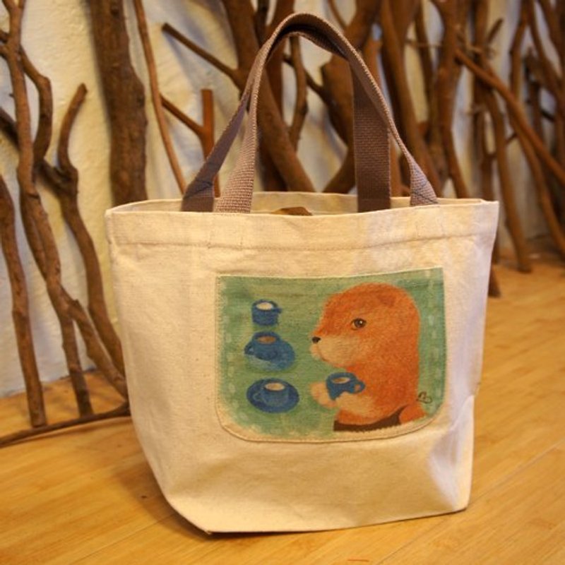 限量贩售小幸福的帆布包: 我爱喝下午茶_自然系_插画 - 手提包/手提袋 - 其他材质 白色