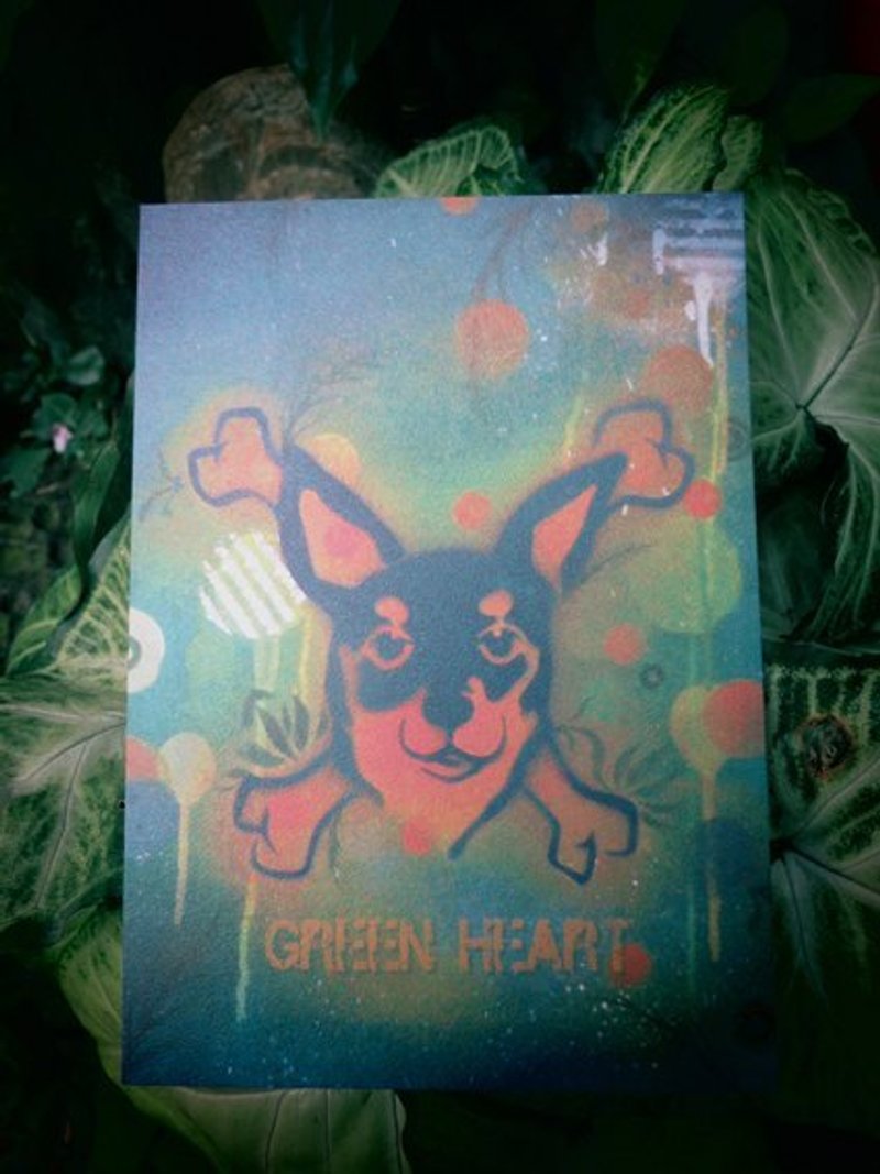 派克莱福 PL STUDIO Graffiti涂鸦犬系列明信片 [Chihuahua Dog] - 卡片/明信片 - 纸 绿色