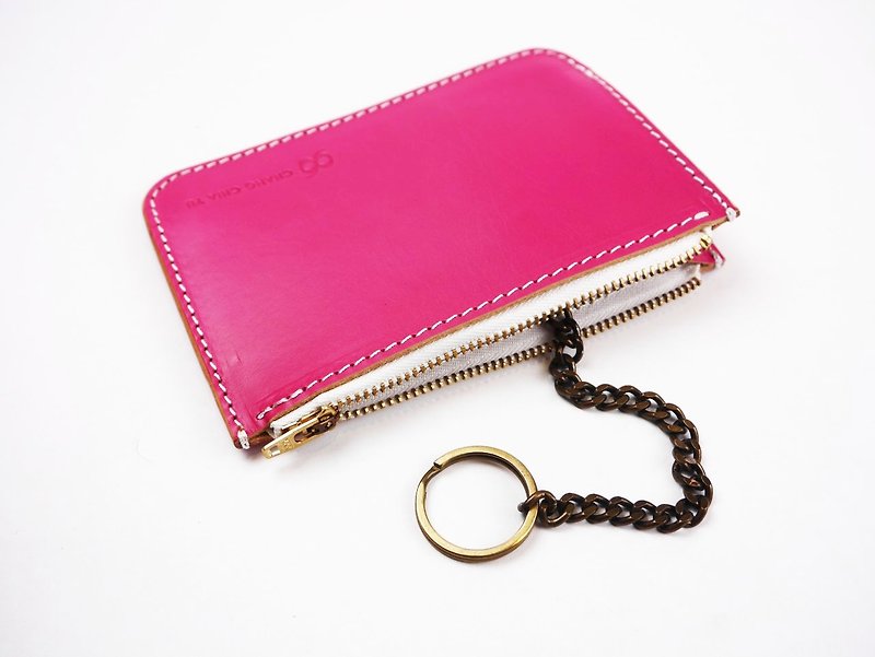 【YuYu】Rose Pink 植鞣牛皮钥匙包 - 钥匙链/钥匙包 - 真皮 