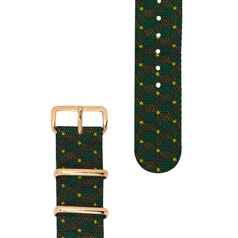 HYPERGRAND军用表带 - 20mm - LEPRECHAUN 爱尔兰精灵 (玫瑰金扣) - 女表 - 其他材质 绿色