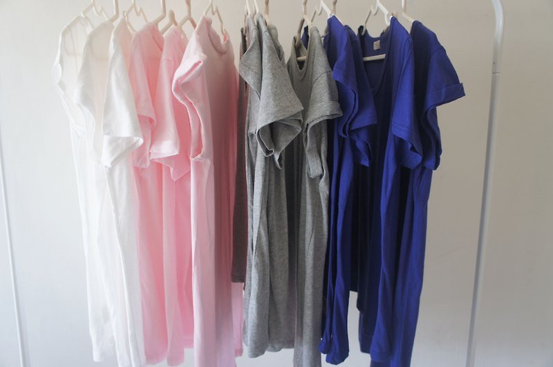 加一件：最舒服的内搭 ✦ 软软100%纯绵t-shirt ✦ （四色：粉红/麻花灰色/海蓝） - 女装 T 恤 - 棉．麻 多色