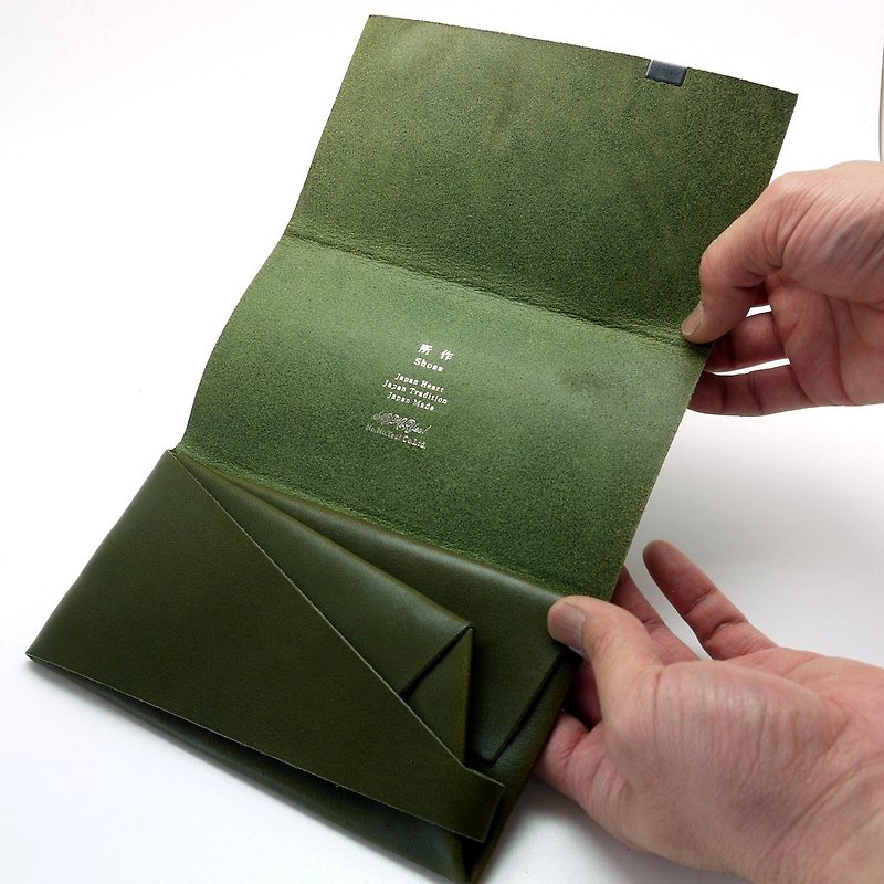 日本手工-所作Shosa 植鞣牛皮 长夹 - 简约基本款/绿 - 皮夹/钱包 - 真皮 绿色