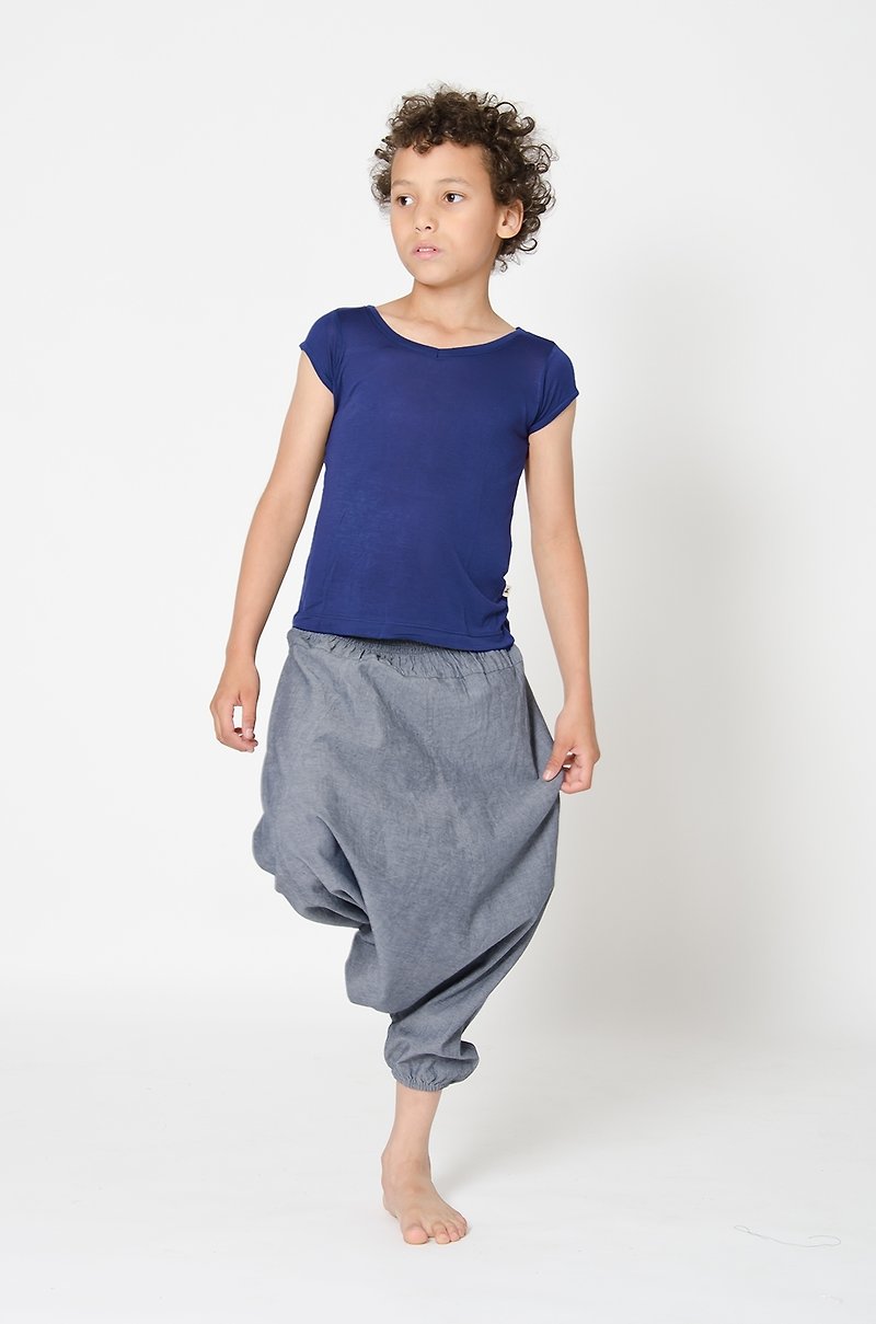 瑞典有机棉透气宽裤长裤3岁至6岁 灰色 - 童装裤 - 棉．麻 灰色