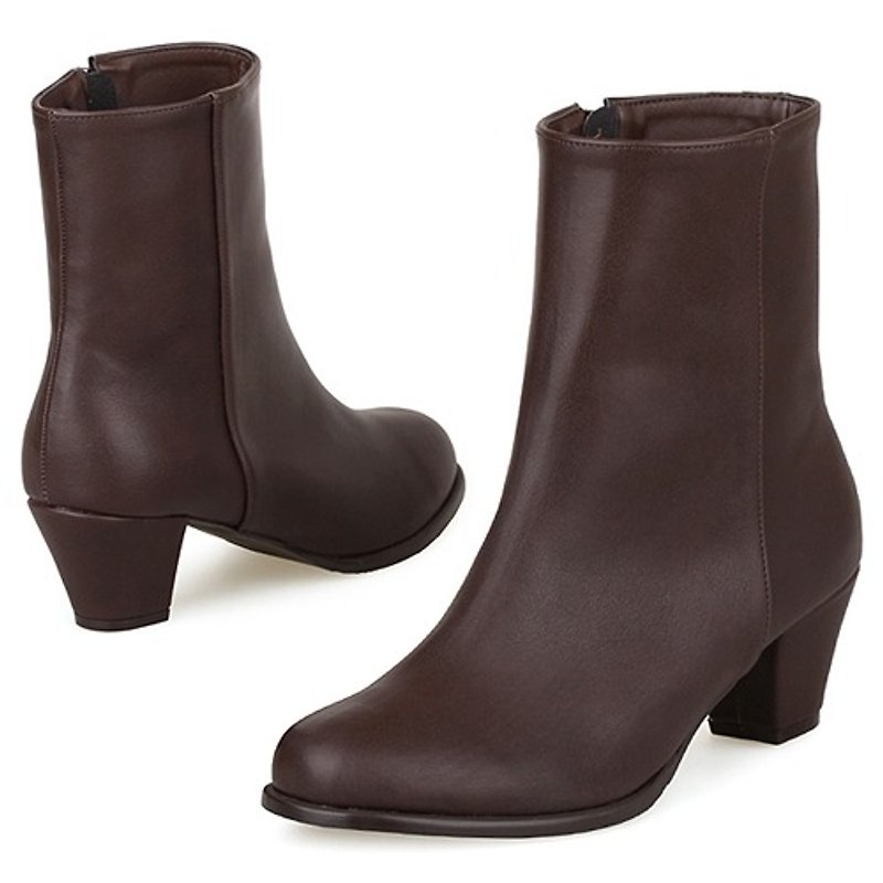【秋冬鞋款】SPUR 简单线条靴子 EF8077 BROWN - 高跟鞋 - 真皮 咖啡色