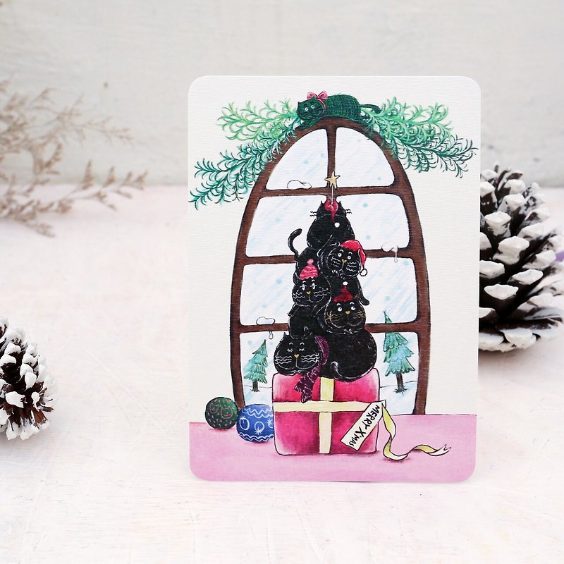 吉普星球过圣诞 - 温暖的一坨黑色圣诞树    (圣诞节明信片/卡片) - 卡片/明信片 - 纸 红色