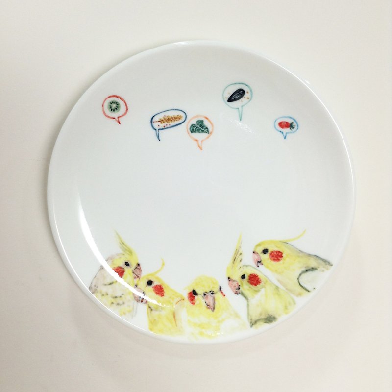 玄凤晚餐 - 手绘鹦鹉6寸蛋糕盘 - 浅碟/小碟子 - 瓷 黄色