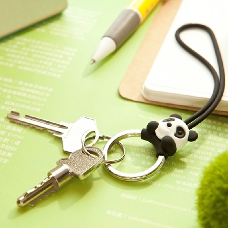 Panda Key Strap 熊猫钥匙圈吊绳 - 钥匙链/钥匙包 - 硅胶 黑色