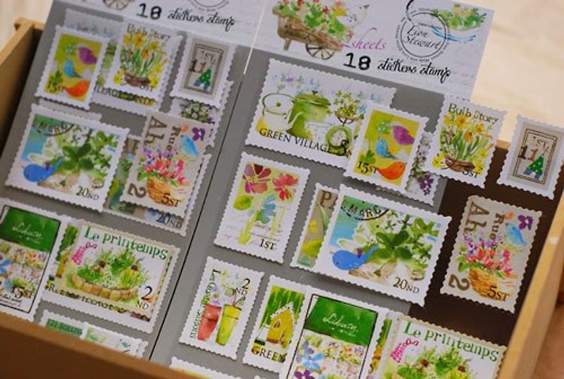 fion stewart邮票贴纸（绿绿村） - 贴纸 - 纸 绿色