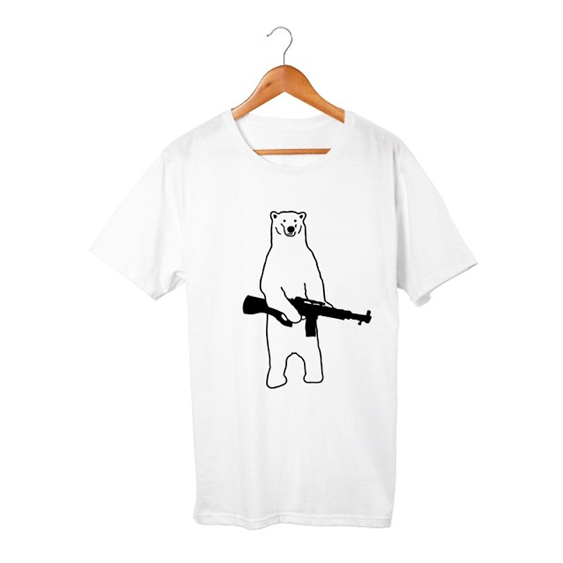 ホッキョクグマ T-shirt - 中性连帽卫衣/T 恤 - 棉．麻 白色