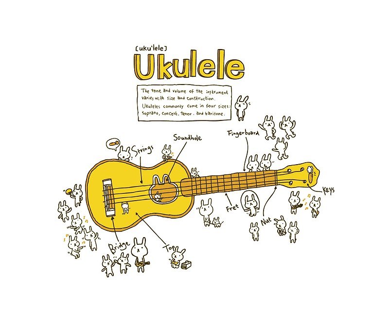 | 乌克丽丽 ukulele II | - 女装 T 恤 - 棉．麻 白色