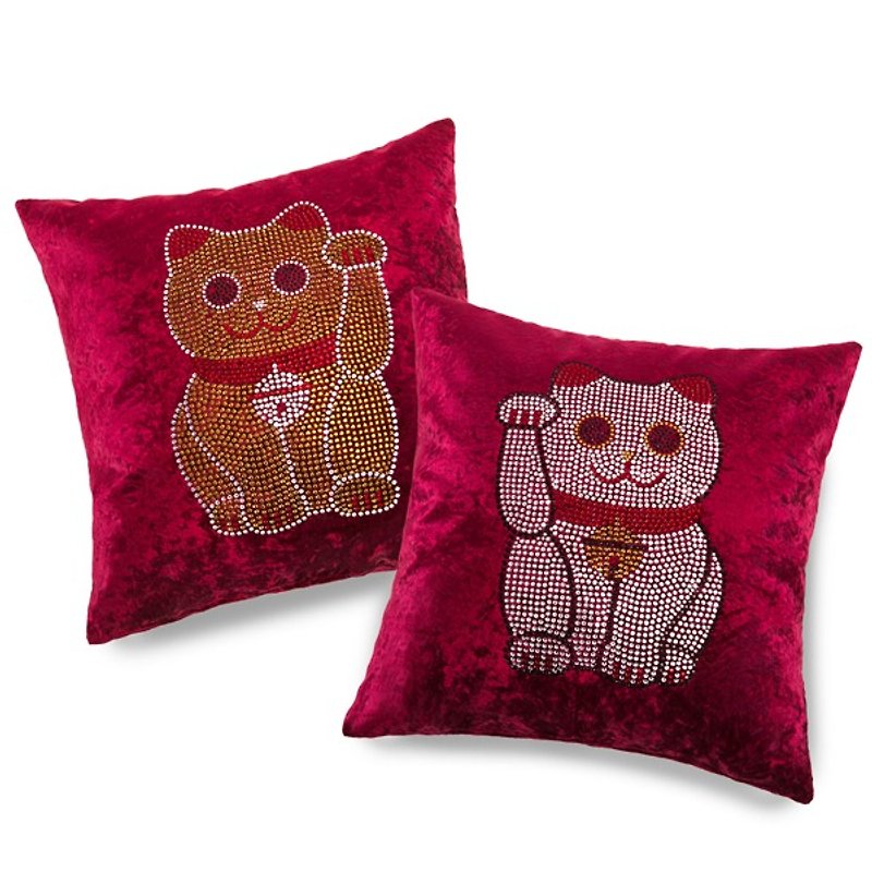 【GFSD】水钻精品-招财猫幸运抱枕（一组两入 ） - 枕头/抱枕 - 其他材质 红色