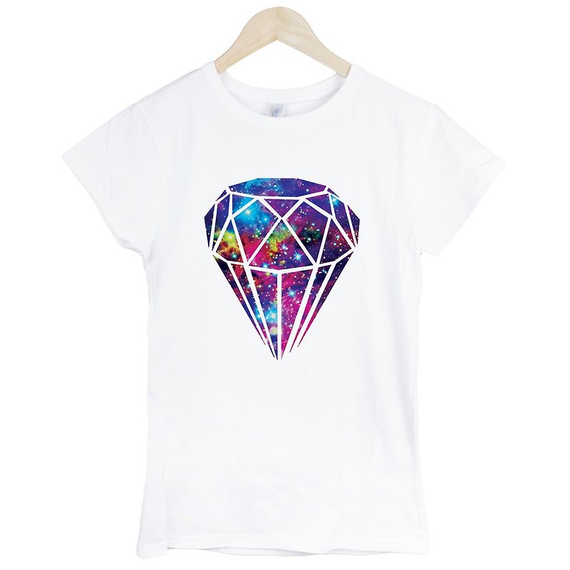 Diamond-Galaxy#3 女生短袖T恤-白色 钻石 银河系 宇宙 设计 相片 - 女装 T 恤 - 其他材质 白色