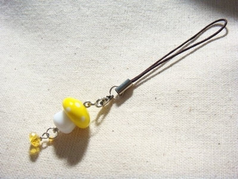 柚子林琉璃 - 超级爱玛莉 之 QQ小香菇 太阳黄 - 吊饰 - 玻璃 黄色