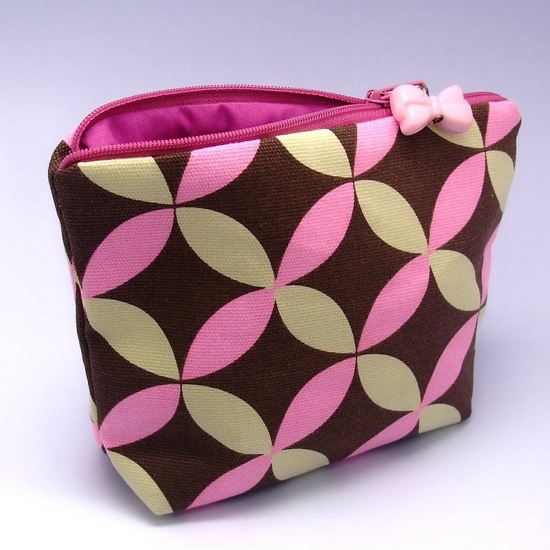 拉链收纳布包，化妆袋，手拿包 (美丽图案) (ZL-31) - 化妆包/杂物包 - 其他材质 粉红色