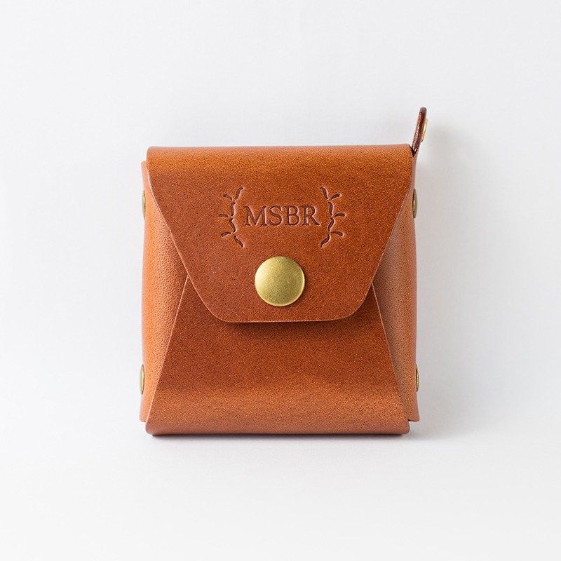 方形小物零钱包(栗棕) - 零钱包 - 真皮 咖啡色