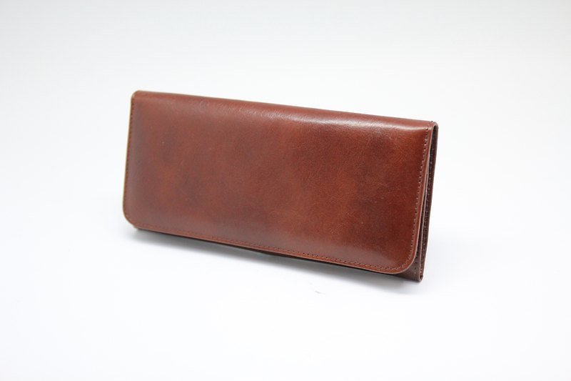 意大利皮革-长夹（附活动式单层收纳夹） - 皮夹/钱包 - 真皮 咖啡色