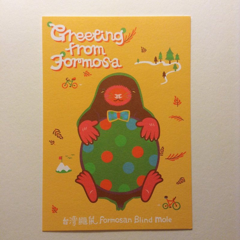 版印明信片：Greeting from Formosa台湾特有种生物明信片-台湾鼹鼠 - 卡片/明信片 - 纸 橘色