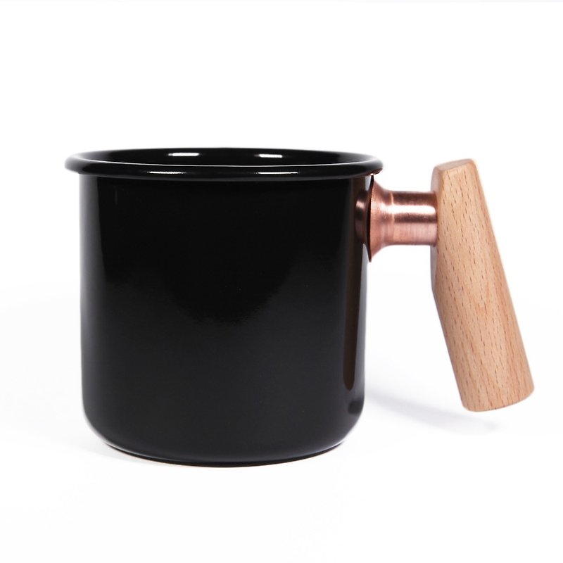 木柄 珐琅杯 400ml (经典黑) - 茶具/茶杯 - 珐琅 黑色