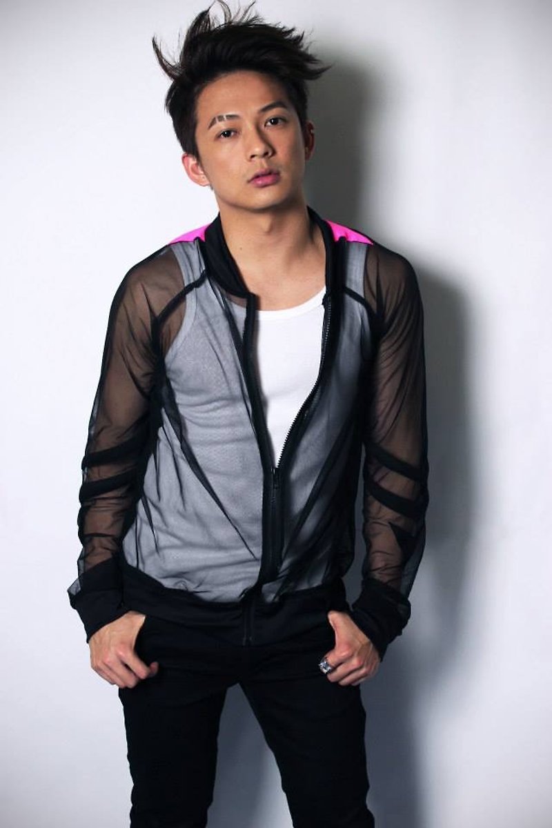 台湾 设计师品牌 男装 时尚 流行 前卫 设计 黑色 薄款 夹克 外套 - 男装外套 - 其他材质 黑色