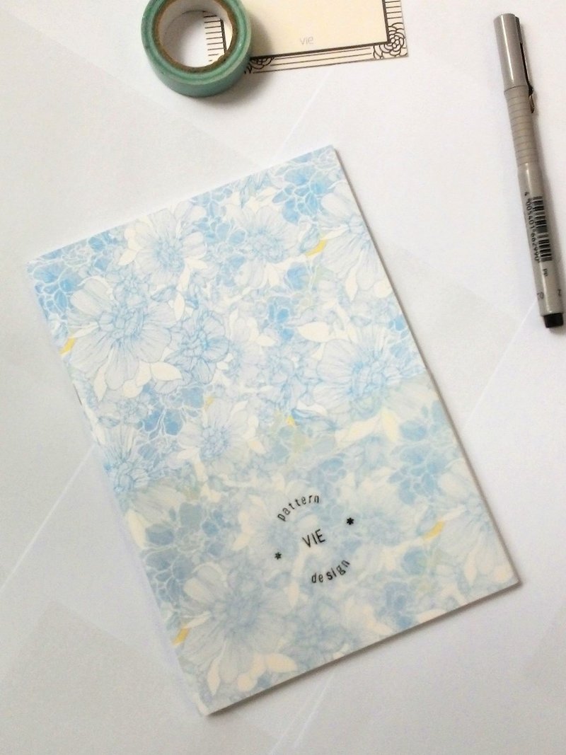【笔记本】栀子花，白花蓝 - 笔记本/手帐 - 纸 蓝色