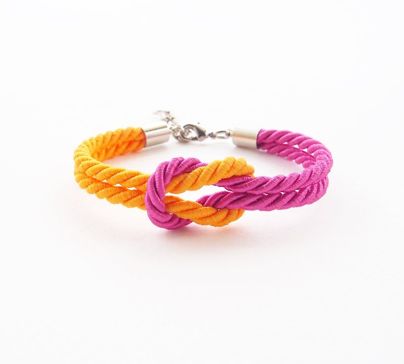 Orange and pink marine bracelet - tie the knot bracelet. - 手链/手环 - 其他材质 橘色