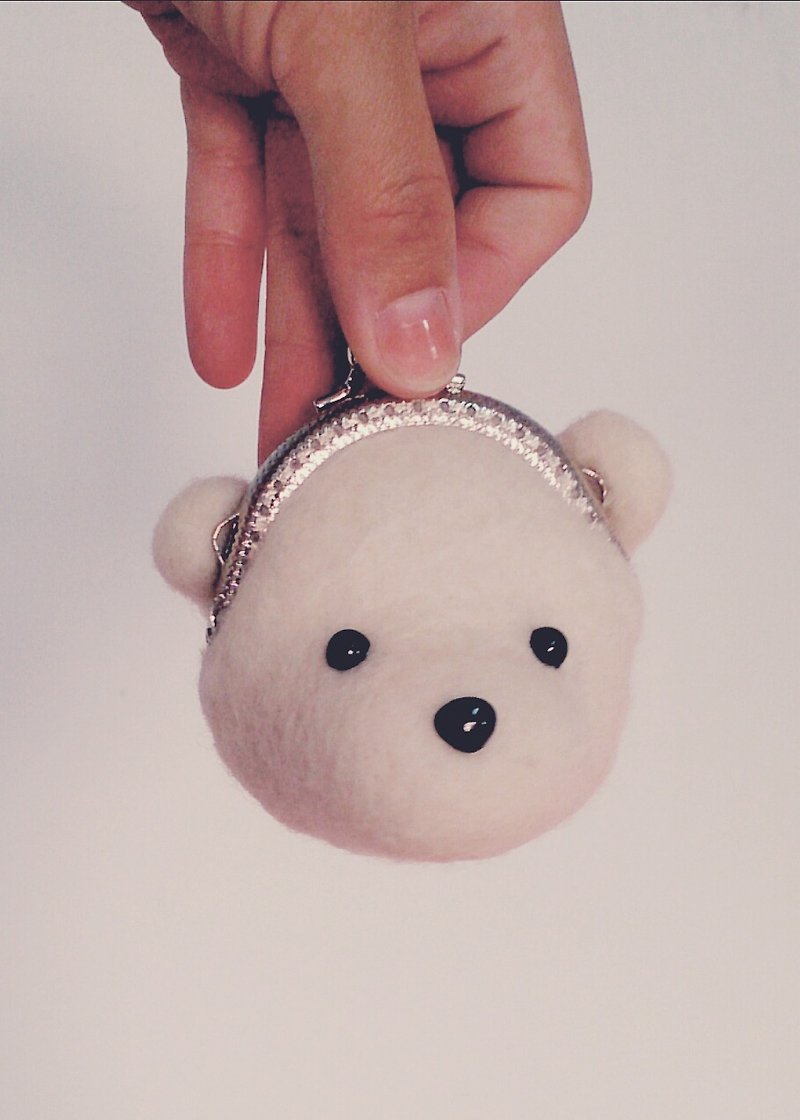 miniyue 羊毛毡 动物口金 陆地系列-北极熊(附挂绳) 台湾制造 全手工 - 零钱包 - 羊毛 白色