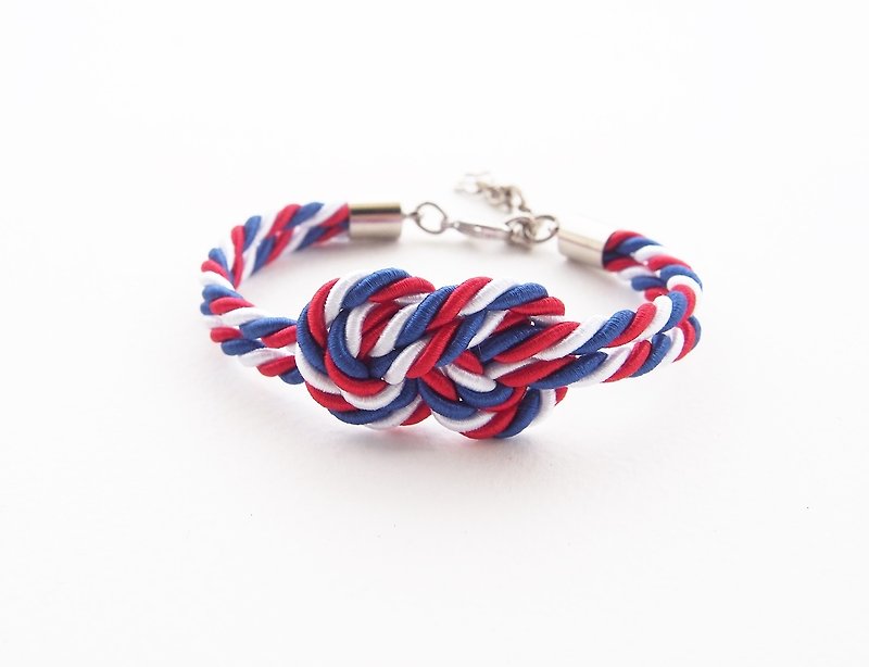 Blue / white / red infinity rope bracelet. - 手链/手环 - 其他材质 多色