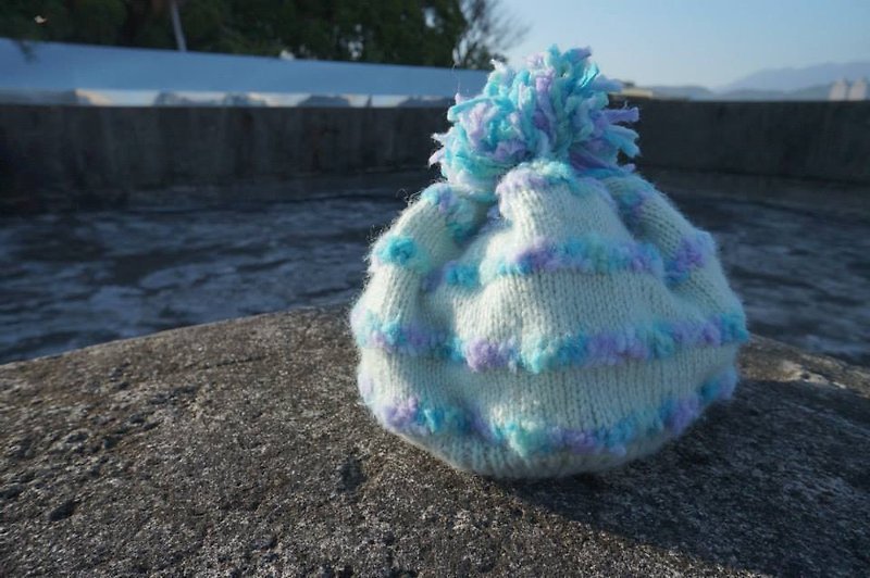 手工织品－婴儿毛帽－混线摇滚小毛怪(粉绿/粉紫) - 帽子 - 其他材质 多色