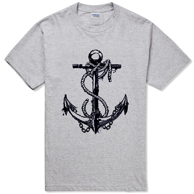 Retro Anchor 短袖T恤-2色 复古 船锚 几何 设计 自创 品牌航海 - 女装 T 恤 - 其他材质 灰色