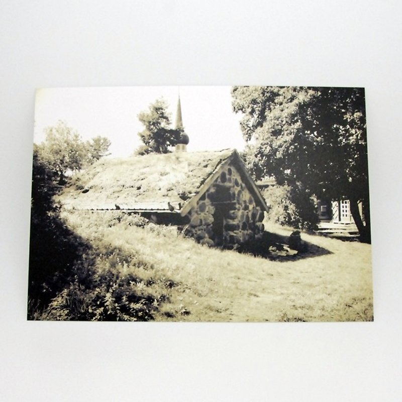 摄影明信片 | 城市小旅行 - 瑞典斯德哥尔摩-草皮屋顶房舍 - 卡片/明信片 - 纸 卡其色