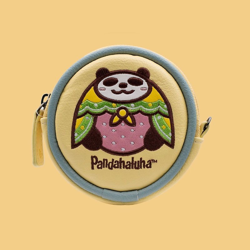 俄罗斯娃娃熊猫零钱包 圆型零钱包 Pandahaluha 设计 生日礼物 - 零钱包 - 人造皮革 黄色