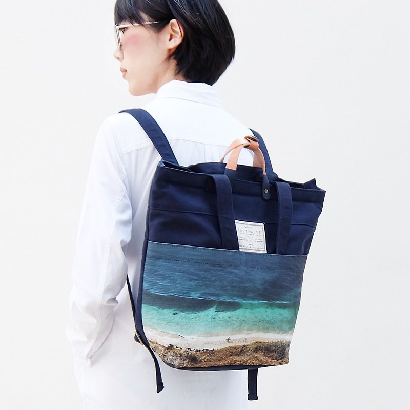 Limited Swift beach backpack - 后背包/双肩包 - 棉．麻 蓝色