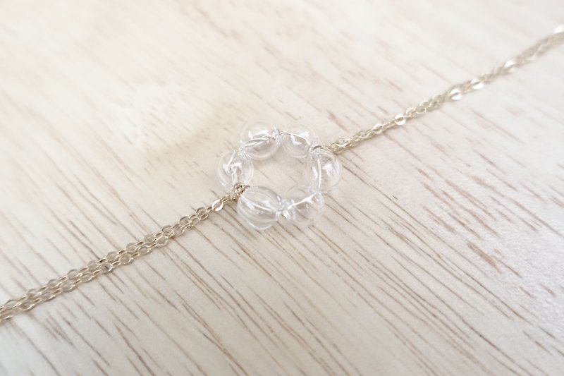 简约纯银透明玻璃珠花泡泡项链 - 项链 - 其他材质 白色
