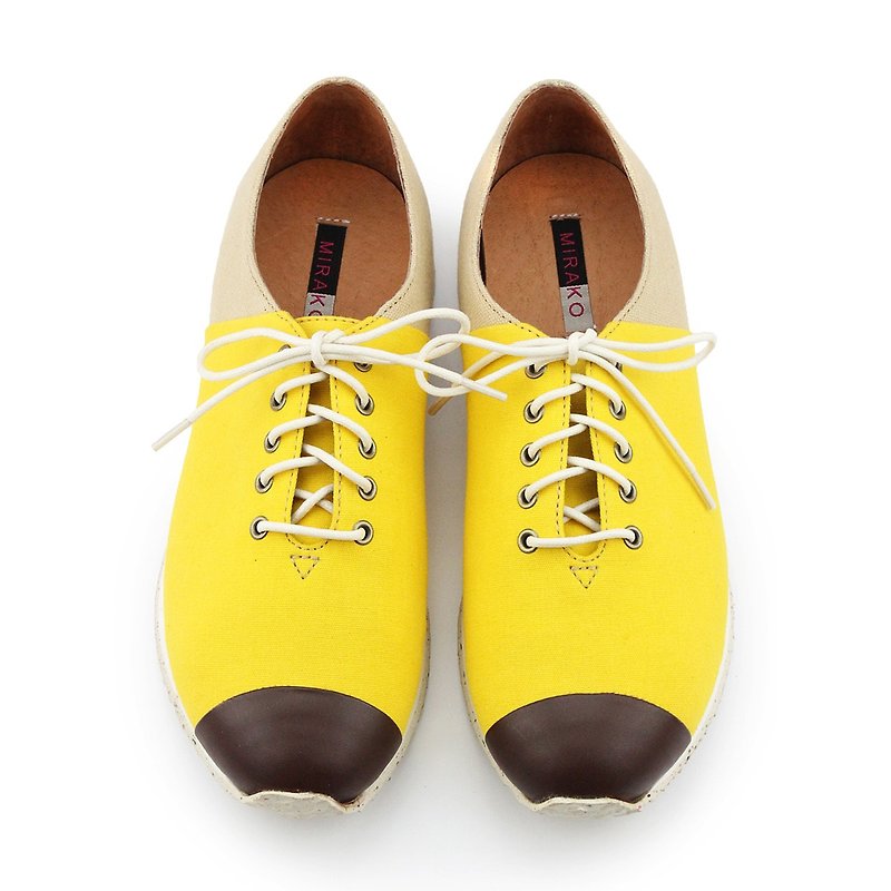Marathon W1052 Yellow - 女款休闲鞋 - 棉．麻 黄色