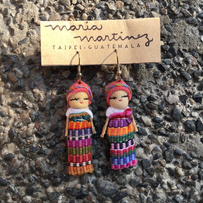 玛雅文明祈愿娃娃耳环(耳针可改夹) - 耳环/耳夹 - 其他材质 多色