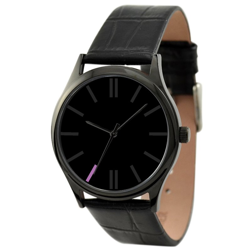 黑色简约手表(紫色7时) - 女表 - 其他金属 