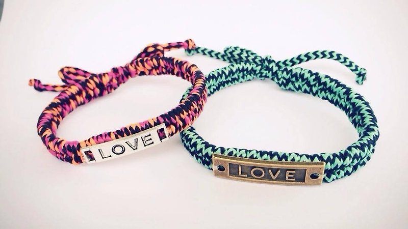 ‘Love’独家情人编绳手环-绿色款 - 手链/手环 - 其他材质 多色