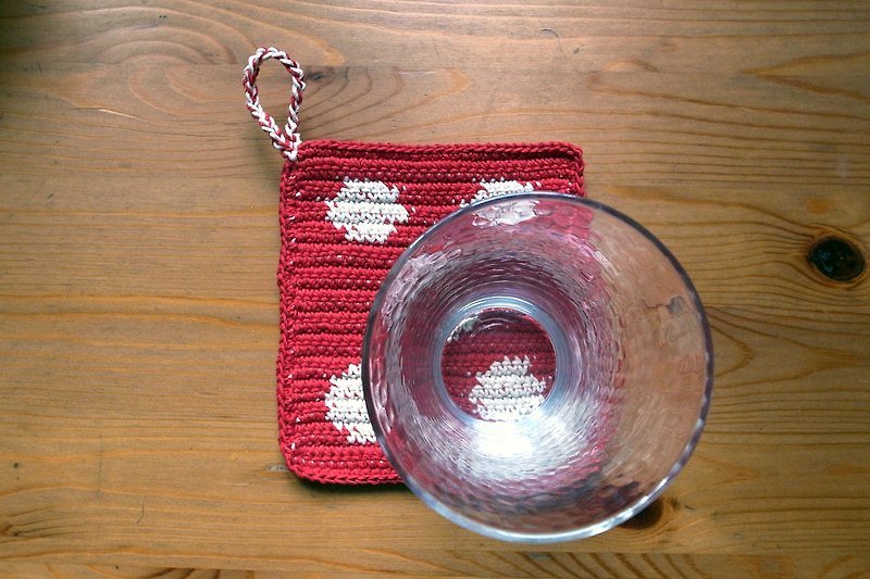 餐桌风景 /白水玉(红底)杯垫 - 杯垫 - 其他材质 红色