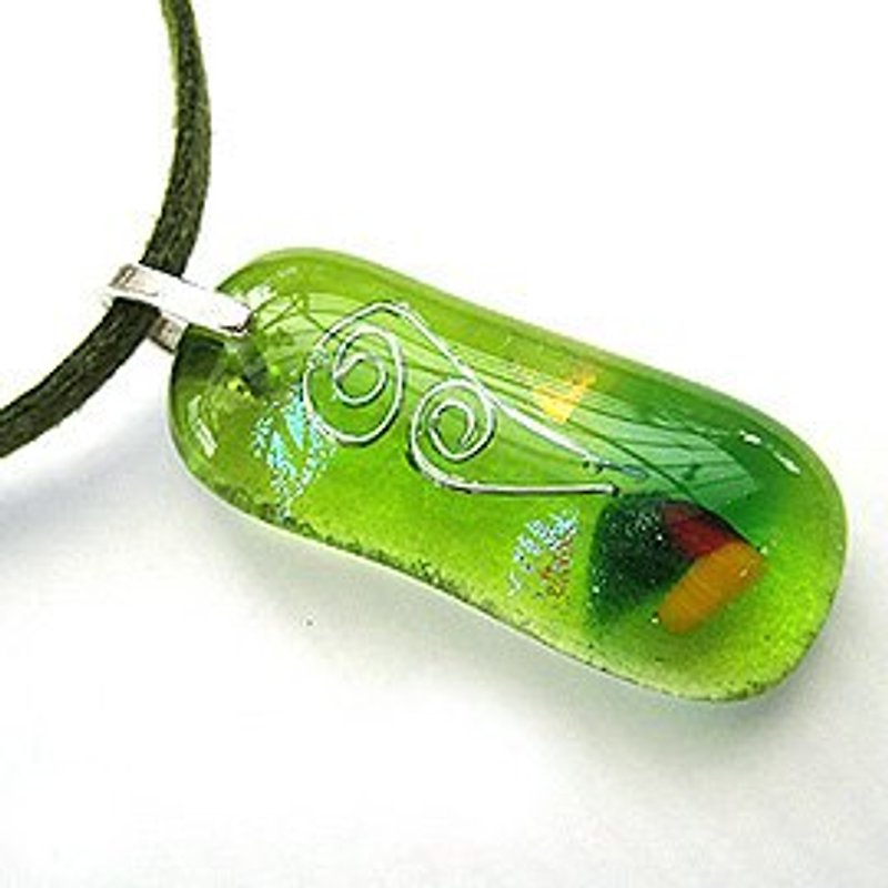 蕨(鲜绿)琉璃项链 - 项链 - 玻璃 绿色