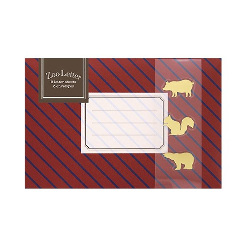 日本【LABCLIP】Letter Set 系列 Zoo 信纸组 / 红色 - 卡片/明信片 - 纸 红色