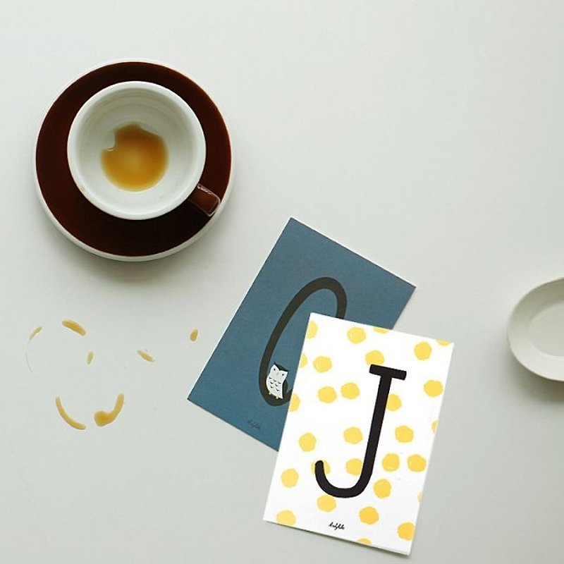 Dailylike 英文字母插画明信片-J,E2D38162 - 卡片/明信片 - 纸 黄色