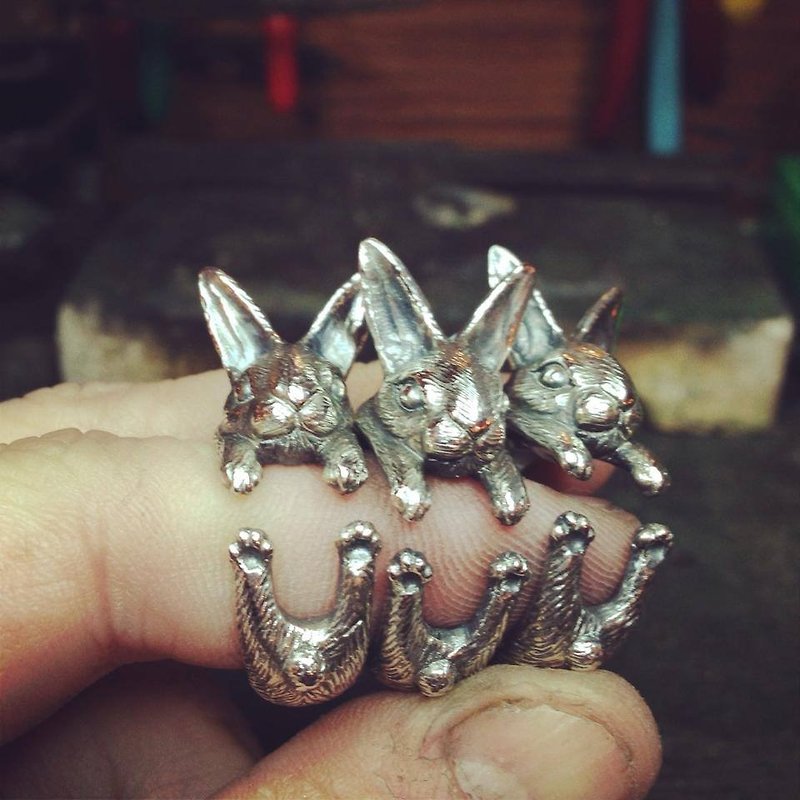 纯银兔子绕圈戒指 - 戒指 - 其他金属 