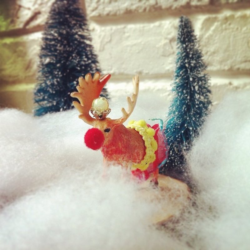 圣诞礼物 / 华丽的冒险 -  红鼻子麋鹿款 项链 - 项链 - 塑料 橘色