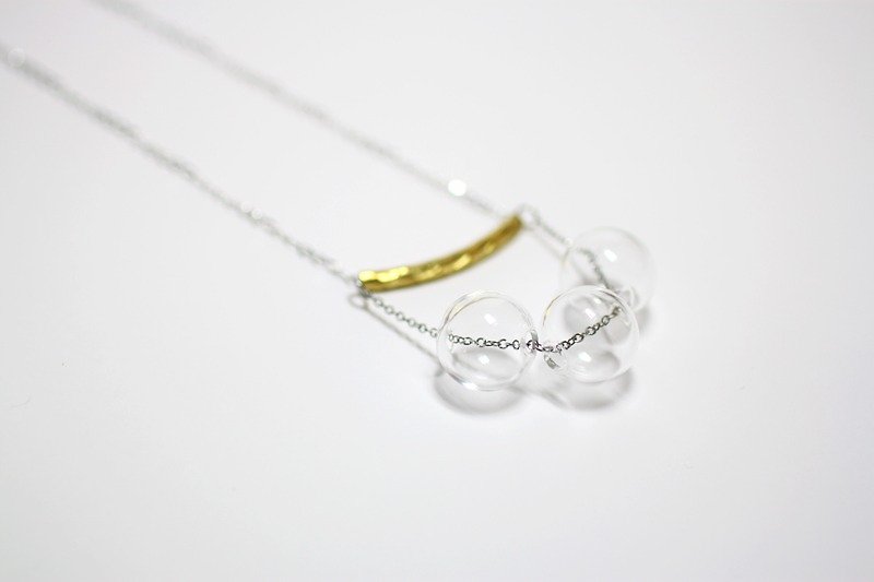 Crystal World 手工玻璃球黄铜不锈钢项链 - 锁骨链 - 玻璃 金色