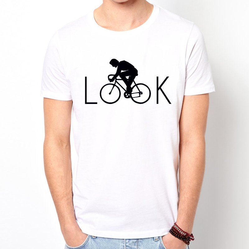 LOOK 短袖T恤 2色 脚踏车 单速车文青 艺术 设计 时髦 文字 时尚  - 男装上衣/T 恤 - 棉．麻 多色