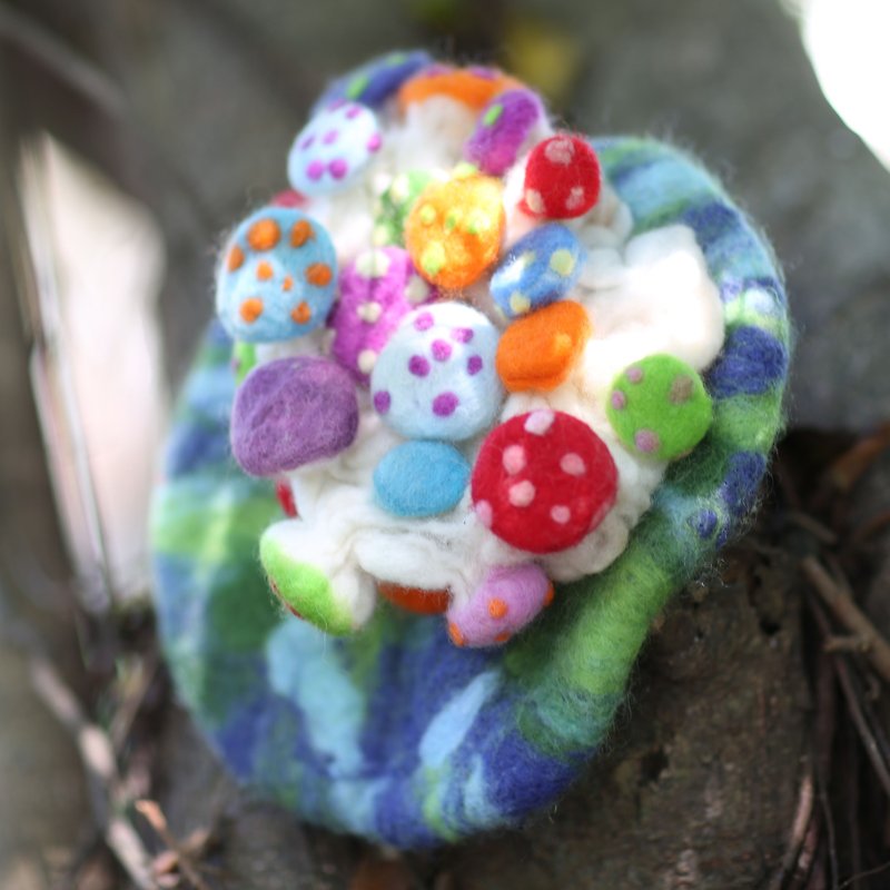 放学后手作坊 独家 羊毛毡手工密集蘑菇 地球上彩蘑菇们 独立设计师蓓蕾帽 - 帽子 - 羊毛 蓝色
