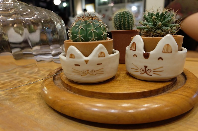 猫咪手工陶制盆器（可定制化） - 摆饰 - 其他材质 咖啡色